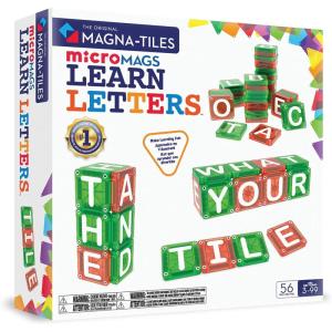 image:imageMagnaTiles microMAGS Learn Letters 56Piece Magnetic Construction Set The Original Magnetic Building Brand