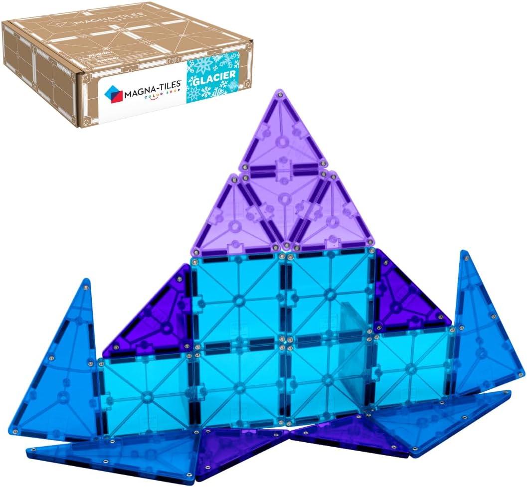 image:imageMagnaTiles Color Shop NEON 20Piece Magnetic Construction Set The Original Magnetic Building BrandGlacier