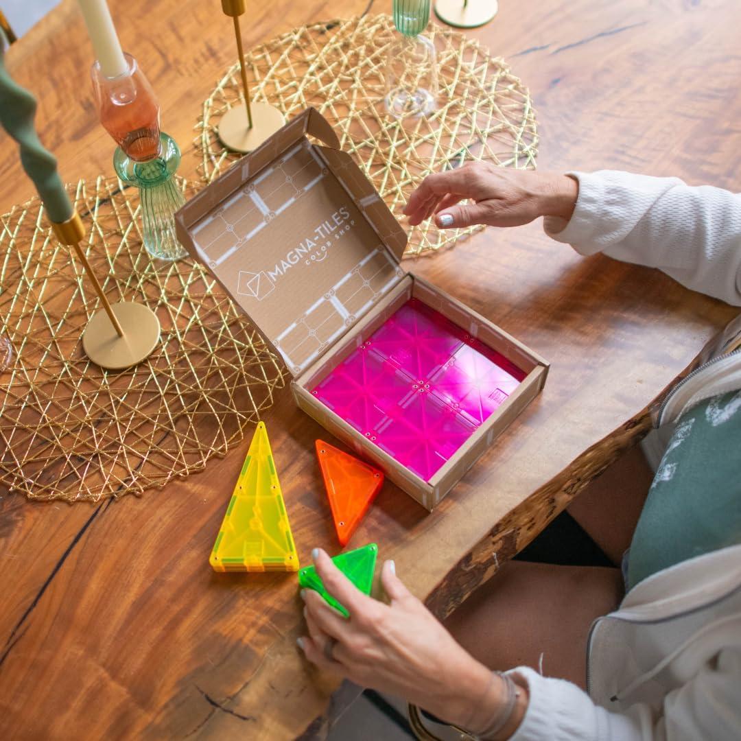 image:imageMagnaTiles Color Shop NEON 20Piece Magnetic Construction Set The Original Magnetic Building BrandNeon
