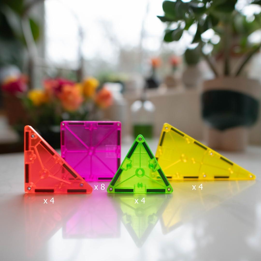 image:imageMagnaTiles Color Shop NEON 20Piece Magnetic Construction Set The Original Magnetic Building BrandNeon