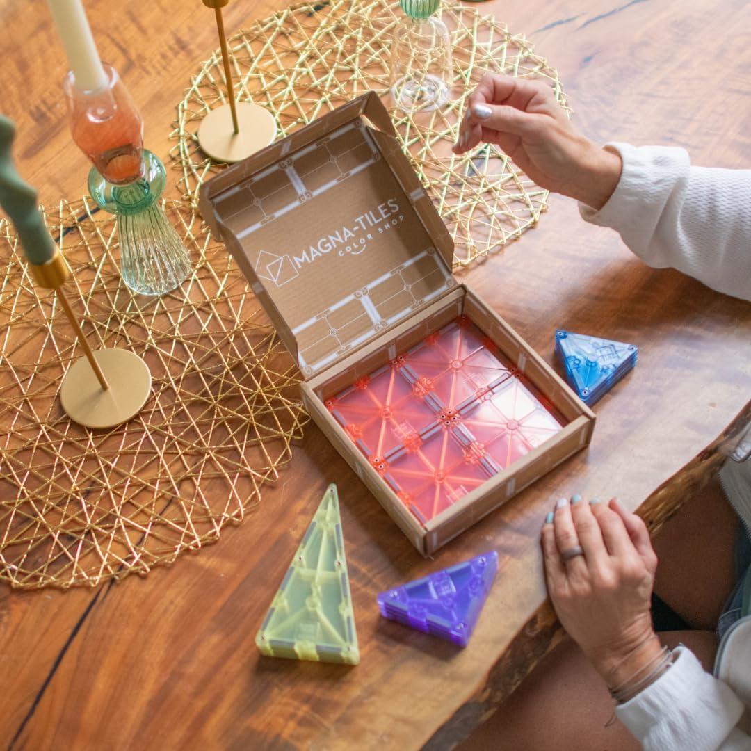 image:imageMagnaTiles Color Shop NEON 20Piece Magnetic Construction Set The Original Magnetic Building BrandPastel