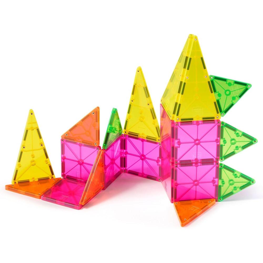 image:imageMagnaTiles Color Shop NEON 20Piece Magnetic Construction Set The Original Magnetic Building BrandNeon