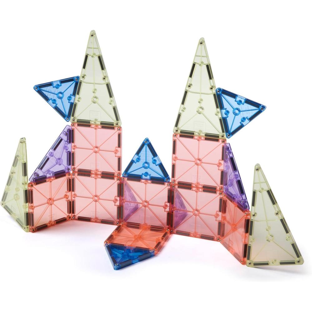image:imageMagnaTiles Color Shop NEON 20Piece Magnetic Construction Set The Original Magnetic Building BrandPastel