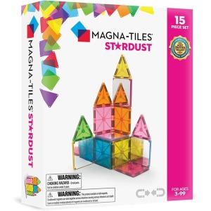 image:imageMAGNATILES Stardust 15Piece Magnetic Construction Set The ORIGINAL Magnetic Building Brand 399 Years with 4 Mirrored SquaresStardust Set
